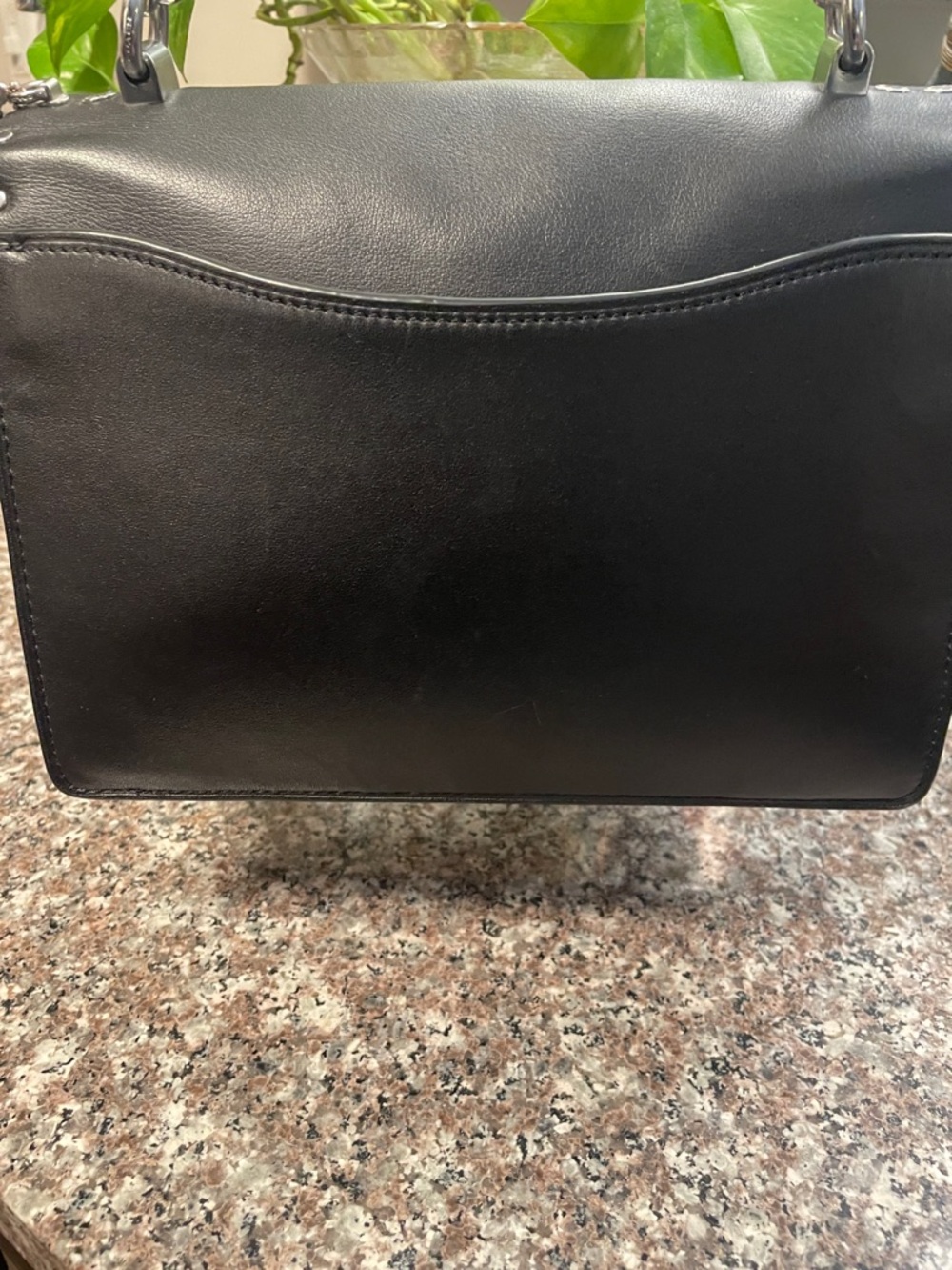 Coach Black Leather & Signature Canvas Chain Shoulder Bag with Silver Studs - Picture 13 of 17